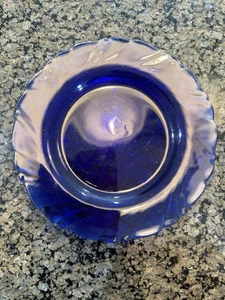 Vereco Duralex Rivage 6 Cobalt Blue Swirl 7.5" Salad Plates Bormioli France Vtg - Picture 1 of 6