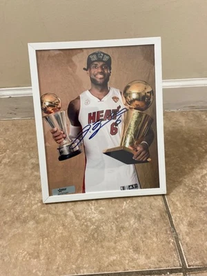 Rare authenticated signed Lebron James Miami Heat finals poster framed with COA - Image 1 of 4