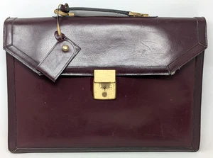 Vintage Top Grain Leather Burgundy Portfolio Document Case Briefcase Romania - Picture 1 of 13