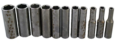 Vintage Craftsman 1/4" Drive 11pc Metric 6pt Deep Socket Set USA 4mm-14mm - Image 1 of 4