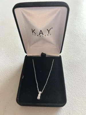 Kay Jewelers Sterling Silver 925 Infinity Pendant Necklace with Clear Stone - Image 1 of 3