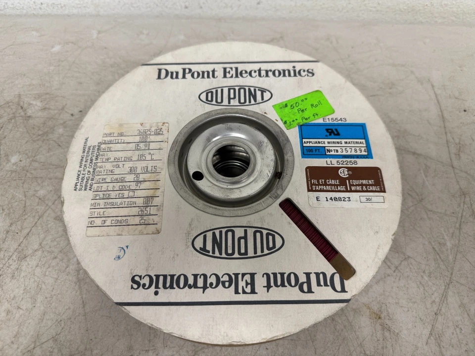 Cable para electrodomésticos DuPont Electronics 28AWG 76825-025 100 pies carrete rojo nuevo de stock Foto 1 de 4