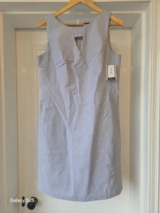 Nine West Blue Striped Summer Shift Dress UK Size 14 - Picture 1 of 4