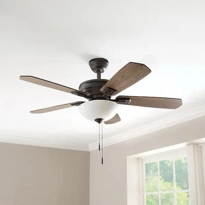 Hampton Bay Wellston 44" LED Indoor Ceiling Fan with Light Kit Oil Rubbed Bronze - Image 1 of 4