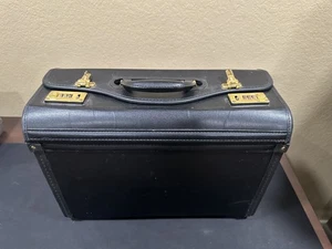 Vintage schwarz Katalog Etui Anwalt Arzt Pilot Attache Dokument Aktentasche - Bild 1 von 7