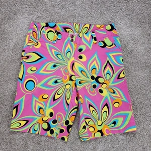LoudMouth Golf Shorts Womens 8 Pink Shagadelic Stretch Bremuda Short 10" - Picture 1 of 10