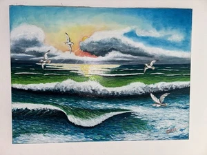 Quadro olio su tela mare Mediterraneo - Foto 1 di 4