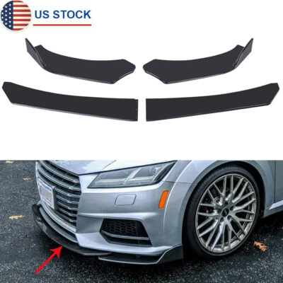 4x Gloss Black Car Front Lips Spoiler Bumper Body Protector Kit Adjustable Angle Foto 1 de 4