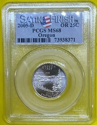 2005-D 25c Washington State Quarter OREGON PCGS MS68 Satin Finish - Image 1 of 4