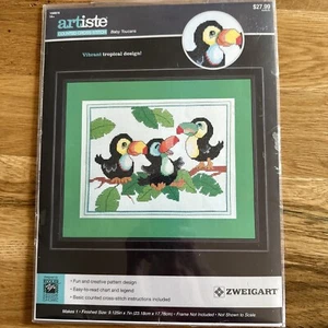 ZWEIGART Artiste Baby Toucans Tropical Birds Design#1088616 Cross Stitch Kit NEW - Picture 1 of 6