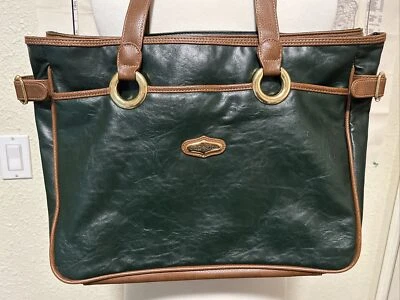 Vintage Capezio Green Leather Shoulder Tote Bag Purse - Image 1 of 4