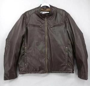 Bomber Columbia uomo XL marrone ecopelle full zip foderato sherpa pesante - Foto 1 di 6