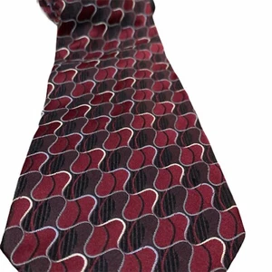 Hermosa Corbata SIENA COLLEZIONE Rubí Geométrica Negra Plata 100% Seda Hecha a Mano - Imagen 1 de 4