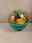 Vintage Fisher-Price teal RolyPoly CHIME BALL #165 2 swans 2 horses 