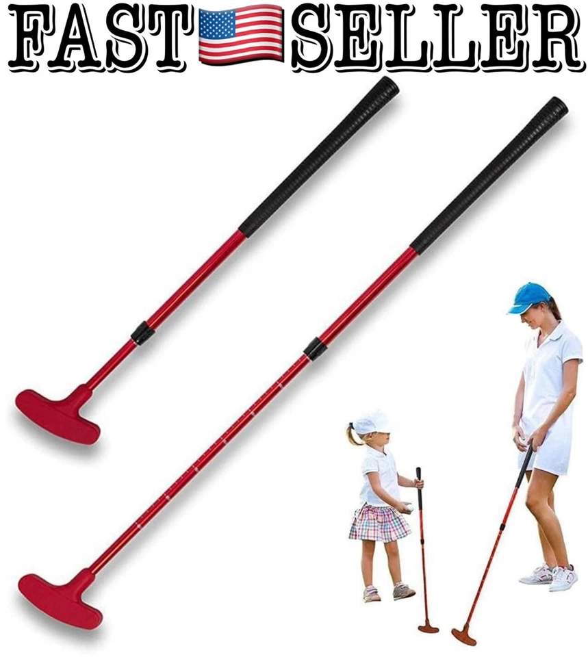 Golf Putter Right Left Handed Two-Way Kid Putter Mini Adjustable Golf Putter Red - Image 1 of 4