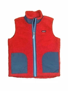 Patagonia Retro Color Block Vest Sherpa Fleece Youth XL Red Teal Blue Size 14 - Picture 1 of 8