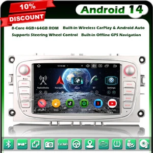 4GB+64GB Android 14 Autoradio Navi DAB+ Ford Mondeo Focus S-Max C-Max Galaxy - Bild 1 von 24