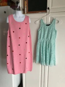 NEW Gymboree Sweater Dress Pink Polka Dots & Trixxi Girl Dress Green Size 10 - Picture 1 of 10