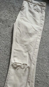 Topshop Leigh Jeans Cream Cut Out Knee W28 L30 - Picture 1 of 3