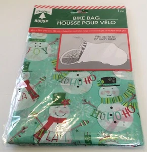 Jumbo Bolsa de Regalo Bicicleta Navidad Hombre de Nieve Festivo Bicicleta Envoltura 60 pulgadas x 72 in. - Imagen 1 de 3