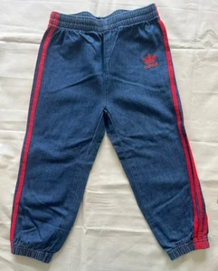 Adidas Size US 4 Blue Jean with 3Stripes Red Pull up Elastic Band Jogger Lace up - Picture 1 of 14