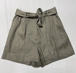 Antonio Melani Amee Shorts 2 Linen Blend High Rise Tie Belt Olive Green New $80 - Picture 1 of 9