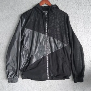 Marc Ecko Cut & Sew Black Gray Camo Windbreaker Mens Large Lightweight Jacket - Picture 1 of 10