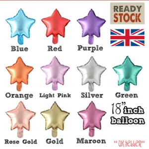 18" Inch Star Matte Metallic Foiled Balloons Happy Birthday Party Decoration uk - Picture 1 of 6