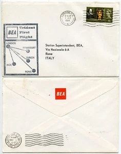 CORREO AÉREO BEA TRIDENT PRIMER VUELO ITALIA 1964 SHAKESPEARE - Imagen 1 de 1