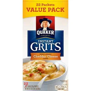 Formaggio Cheddar Quaker Instant Grits aromatizzato naturalmente, confezione da 22 pezzi da 0,98 once - Foto 1 di 6