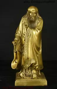 Estatua Folk China Cobre Bronce Lao Tzu Li Ming-er Pensador Filósofo Literator - Imagen 1 de 11