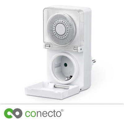Zeitschaltuhr IP44 Außen Outdoor Garten 3500W Timer Steckdose Zeitschaltung weiß - Bild 1 von 4