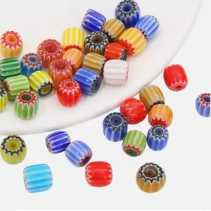 20Pcs Millefiori Pumpkin Glass Barrel Beads 8mm DIY Bracelet Earrings Crafting - Picture 1 of 18