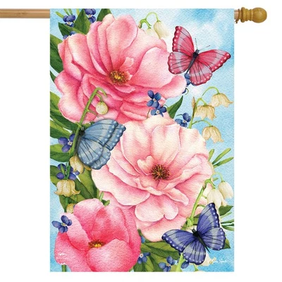 Briarwood Lane Pink Peonies House Flag - Image 1 of 4