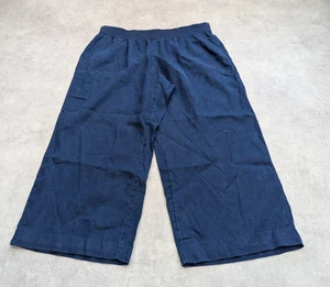 Pantalón Lands End Mujer 24 Azul Marino 100% Lino Elástico Pierna Ancha Lagenlook L27 - Imagen 1 de 11