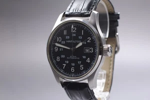 [Near MINT] Hamilton Khaki Field H706250 Black AT Men's Black Watch From JAPAN　 - Picture 1 of 11
