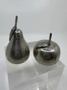 Vintage Web Pewter Salt & Pepper Shakers Apple and Pear - Picture 1 of 7