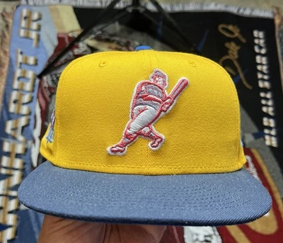 Vintage Milwaukee Brewers Hat New Era County Stadium Gold Blue 7 3/8 Cooperstown - Image 1 of 4