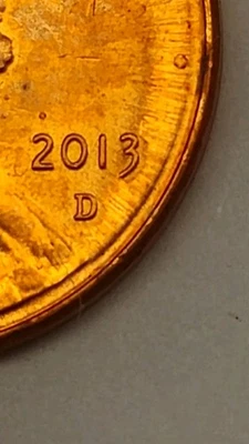 Lincoln Shield Cent Mint Error 2013 D Double  3 D.... - Image 1 of 3