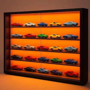 LED Display Case Suits Hot Wheels 1:64 Scale 24 Diecast Toy Car Cabinet Orange🍊 - Picture 1 of 2