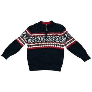 Hanna Andersson Boys Fair Isle Zip Sweater 100cm Size 4 Nordic Cottagecore Knit - Picture 1 of 6