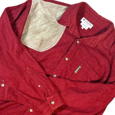 Columbia Men's Wool Blend Hunting Button Down Red Suede Patch XL Outdoor - Image 1 of 4