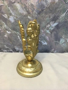 Brass Art Nouveau Poppy Flower Vase Ornate Detail #194 - Picture 1 of 9