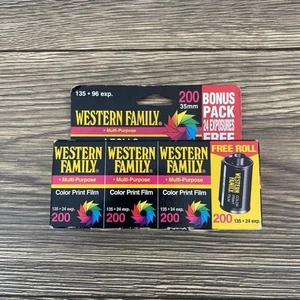 Western Family Multi Purpose Color Print Film 35mm 135 24exp 200 Bonus Pack - Picture 1 of 5