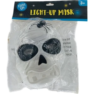 Light Up Kids Face Mask Children Halloween White Black Skull Front Battery  - Picture 1 of 4