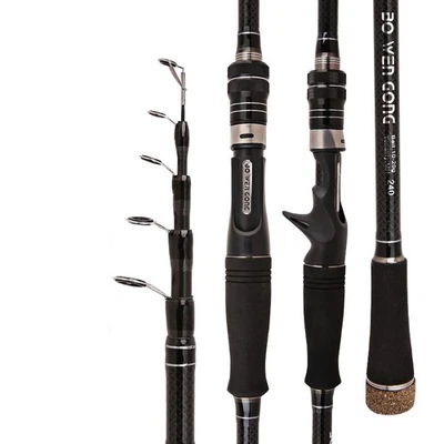 1.8M-3.6M Carbon Telescopic Fishing Rod M Power Ultralight Travel Casting Rods - Image 1 of 4