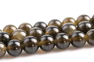 4MM Natural Brown Golden Obsidian Beads Grade AA Round Loose Beads - Picture 1 of 4