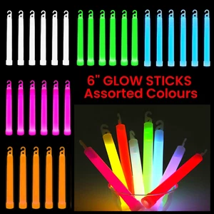 Premium Glow Sticks Individually Wrapped 6inch Long Party Neon Safety Light - Picture 1 of 6