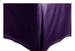 Purple Solid Faux Silk Bed Skirt King Size Dust Ruffle Bedding 14" Drop - Picture 1 of 1