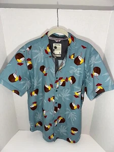 MenXL -Free Planet Hawaiian Shirt/Blue/CoconutDrink-SS Button Down-Nice! - Picture 1 of 4